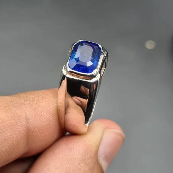 Mens Sapphire Ring Natural Royal Blue Ceylon Sri lanka sapphire Rings handmade